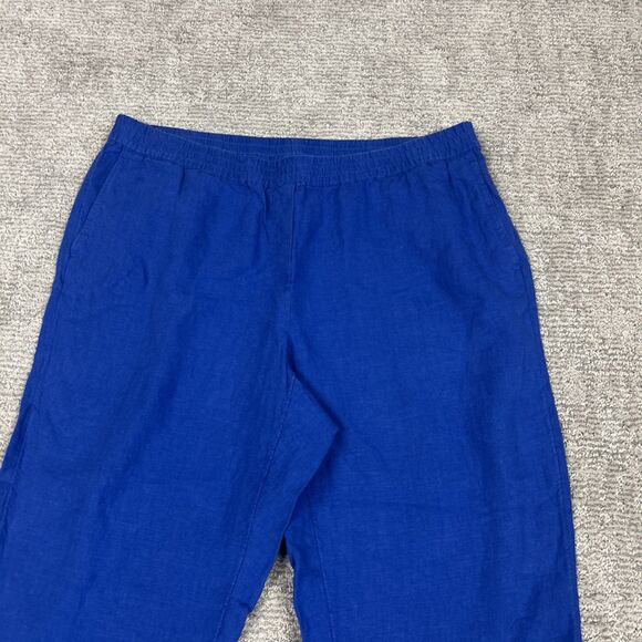 J Jill Love Linen Pants Womens XL Royal Blue Summer Beach Stretch Pockets Ankle - Picture 2 of 5